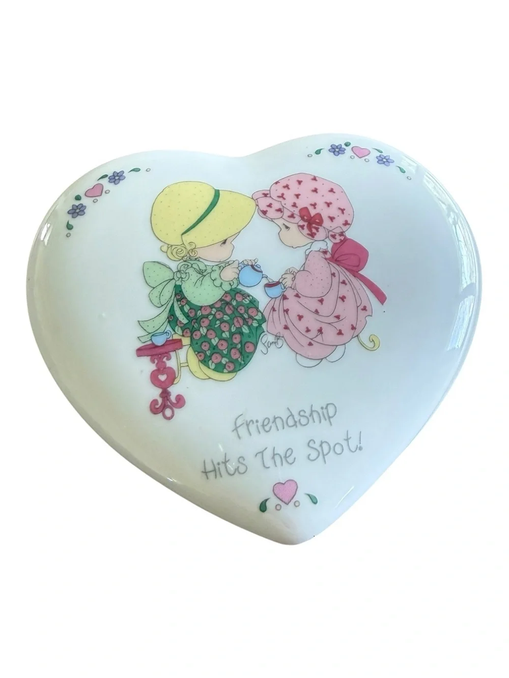 Precious Moments 1996 Heart Shaped Jewelry Box Friendship Hits The Spot w/ Box